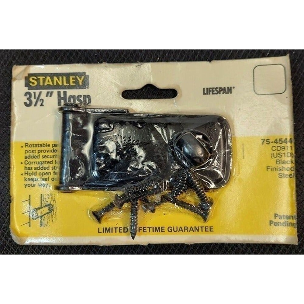 Stanley 3-1/2" Hasp Lot of Three (3) Black finished steel with padlock hole